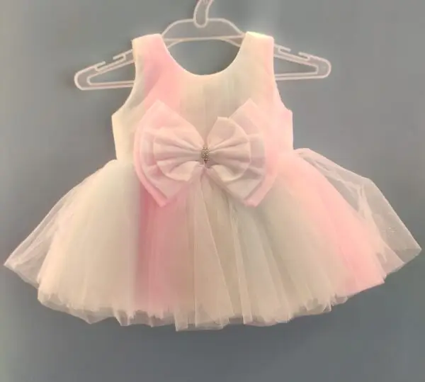 pink white birthday frock